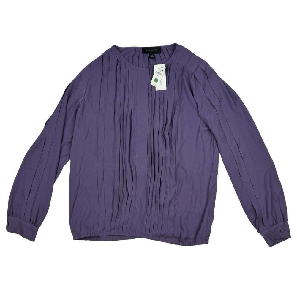 Banana Republic Pleated Georgette Blouse Purple Size S
